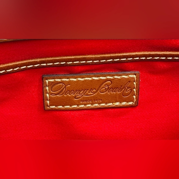 Dooney & Bourke Burgundy Ostrich Zip Satchel With Tan Handles - Picture 16 of 16